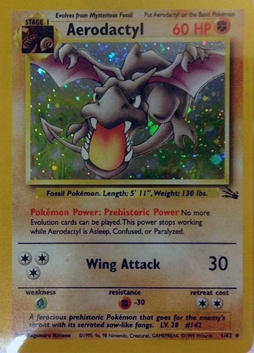 Wizards of the Coast Aerodactyl 1/62 Pokemon Fossil Set Holofoil Card